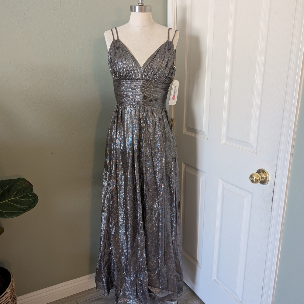 Elegant Silver Evening Gown
